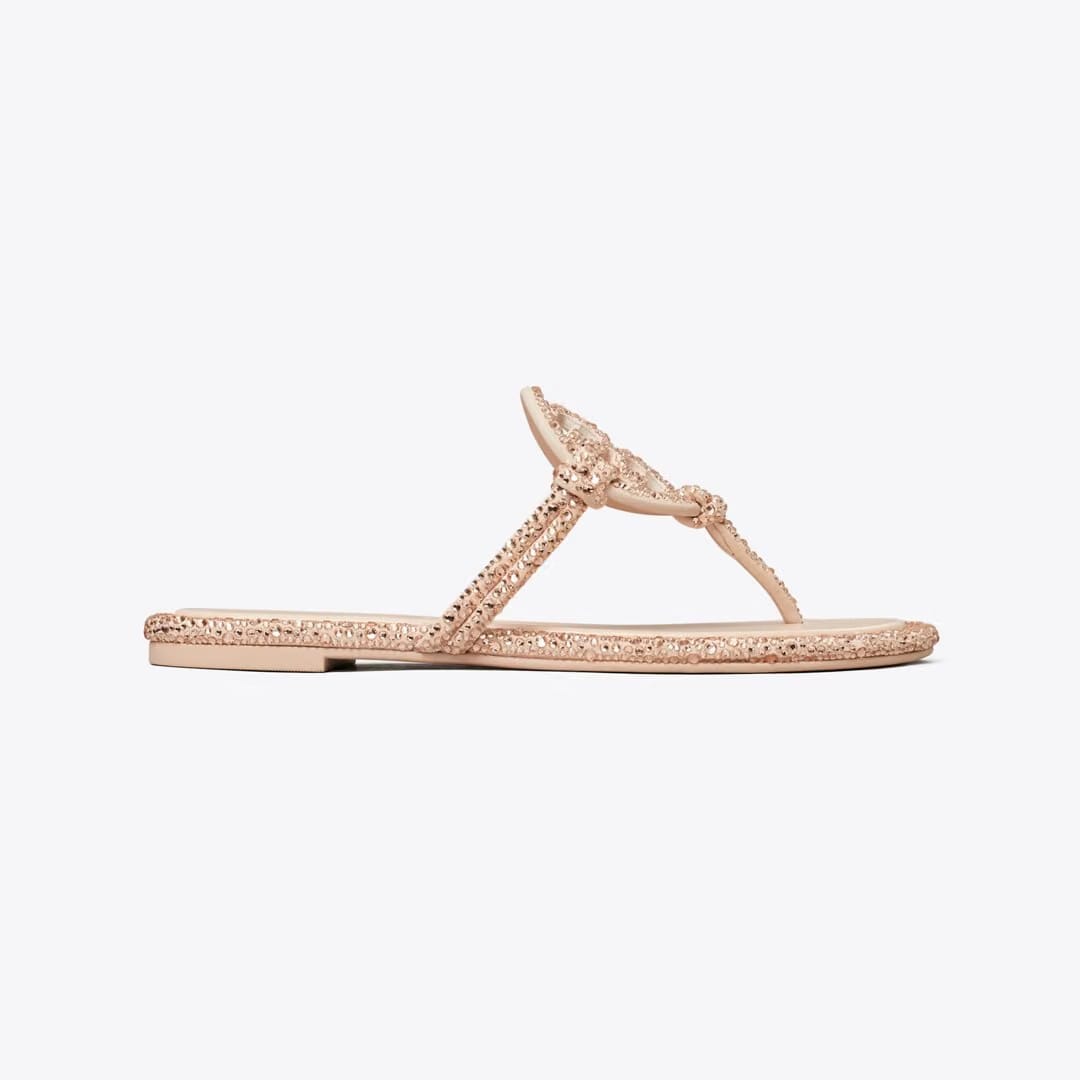 Tory Burch Miller Crystal Knotted Sandal ROSE PINK
