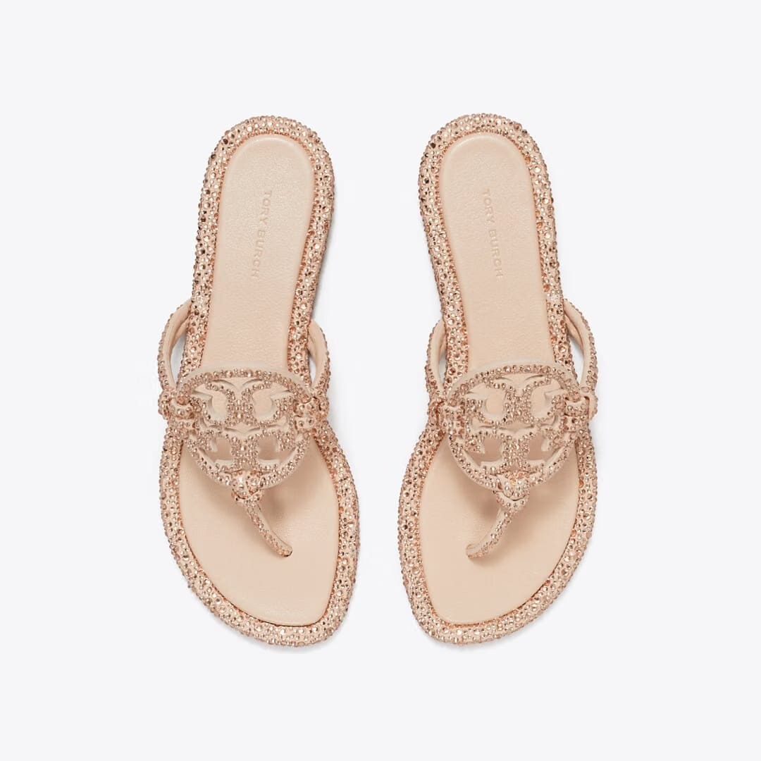 Tory Burch Miller Crystal Knotted Sandal ROSE PINK