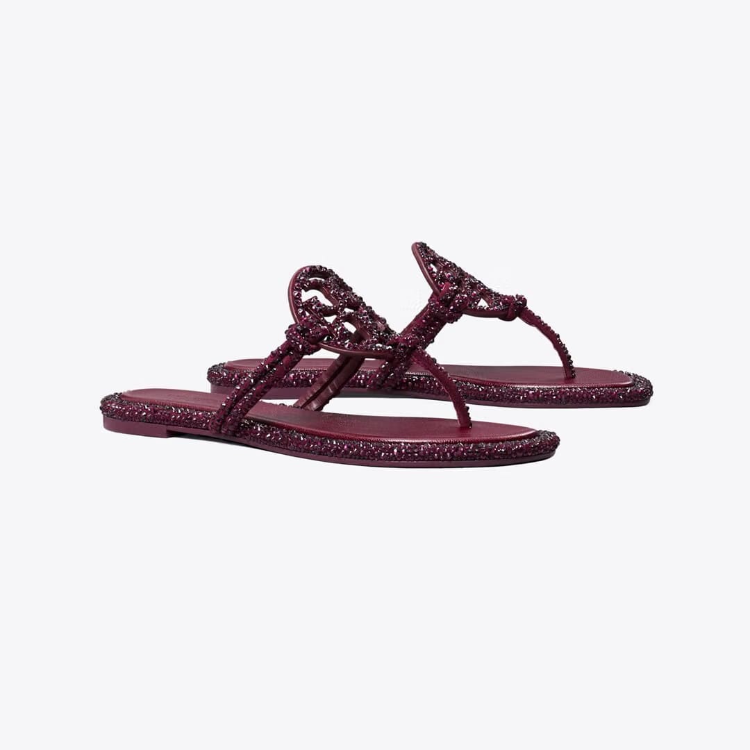 Tory Burch Miller Crystal Knotted Sandal MERLOT