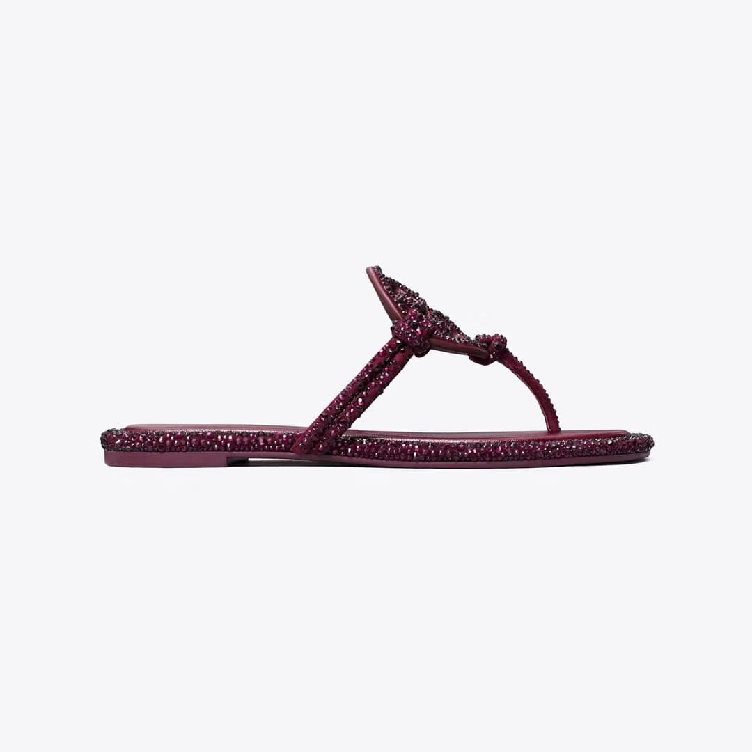Tory Burch Miller Crystal Knotted Sandal MERLOT