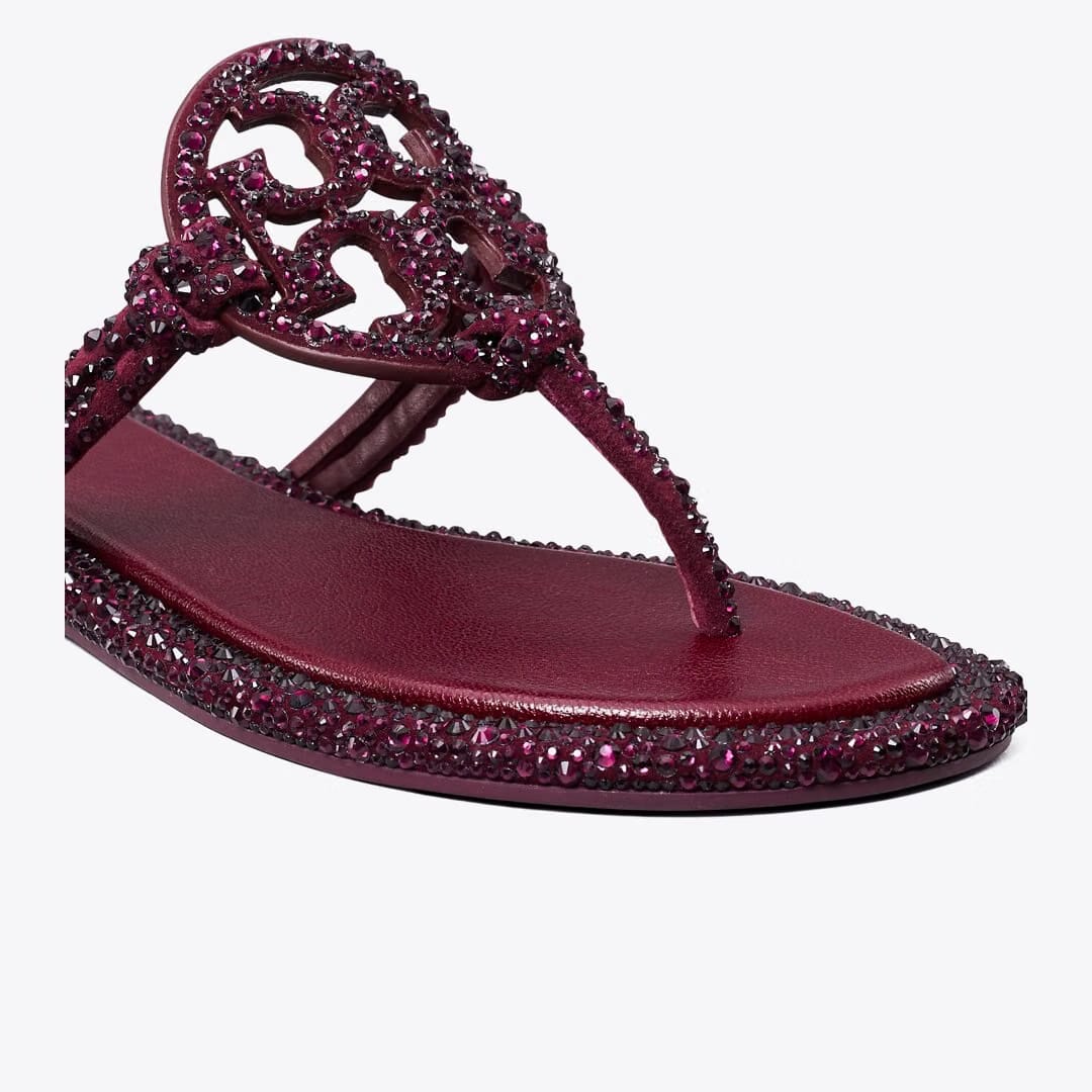 Tory Burch Miller Crystal Knotted Sandal MERLOT