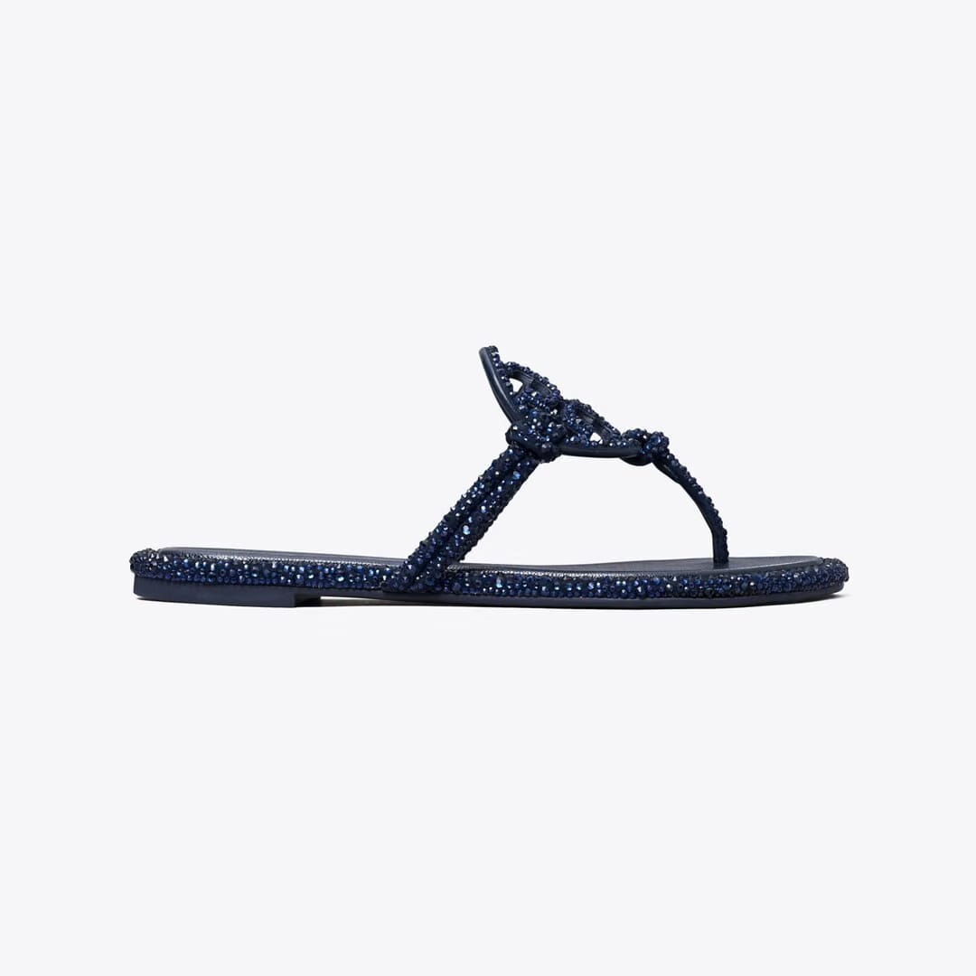 Tory Burch Miller Crystal Knotted Sandal NEW NAVY