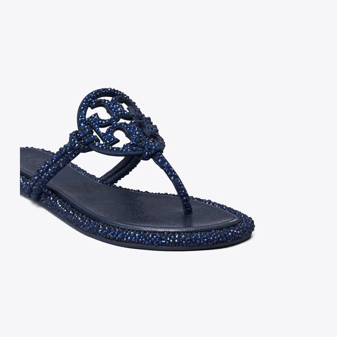 Tory Burch Miller Crystal Knotted Sandal NEW NAVY