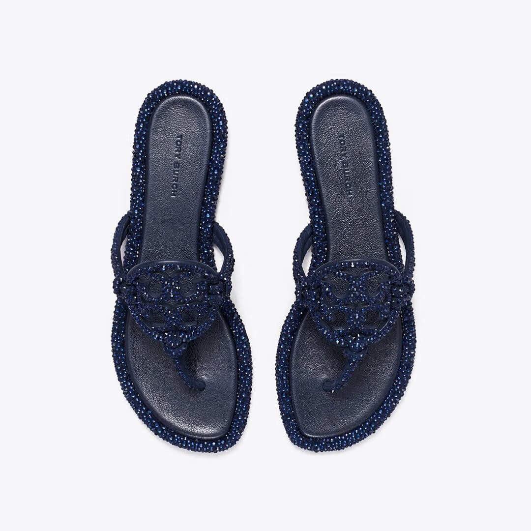 Tory Burch Miller Crystal Knotted Sandal NEW NAVY