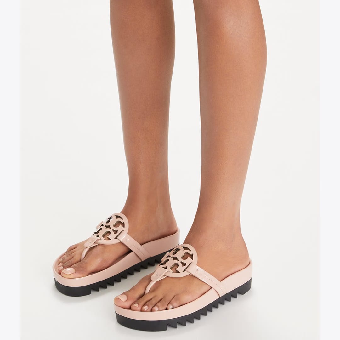 Tory Burch Miller Cloud Lug Sandal PINK BRICK / PERFECT BLACK