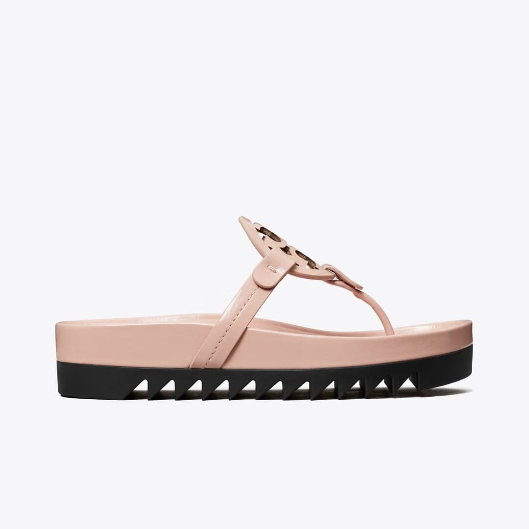 Tory Burch Miller Cloud Lug Sandal PINK BRICK / PERFECT BLACK