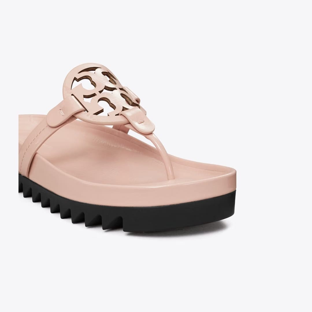 Tory Burch Miller Cloud Lug Sandal PINK BRICK / PERFECT BLACK