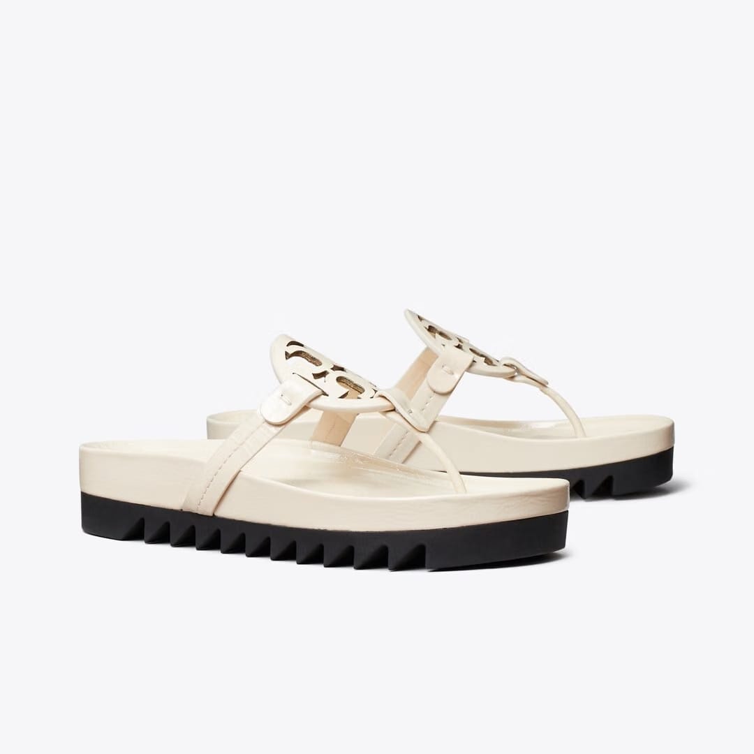 Tory Burch Miller Cloud Lug Sandal NEW CREAM / PERFECT BLACK