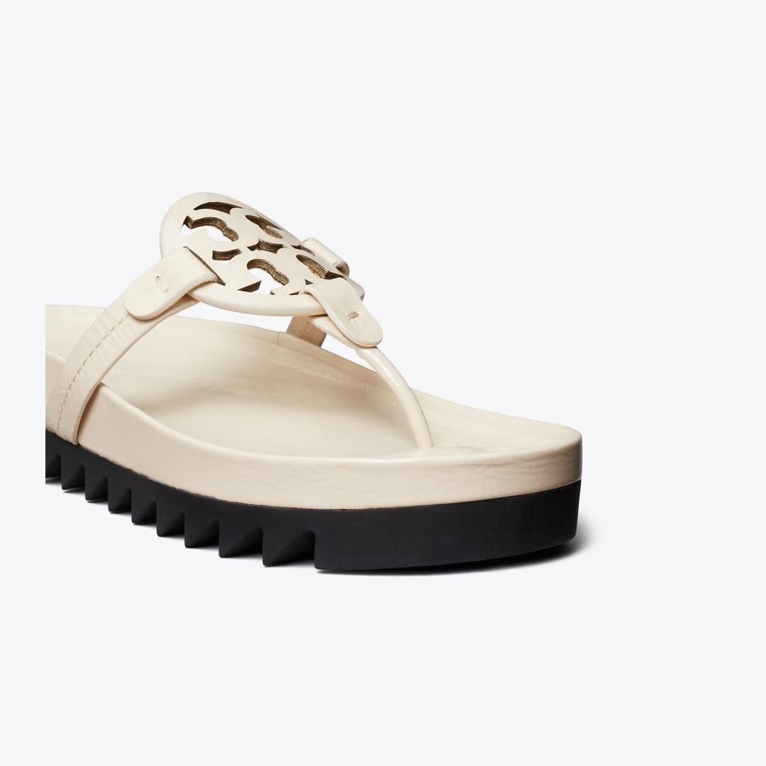 Tory Burch Miller Cloud Lug Sandal NEW CREAM / PERFECT BLACK