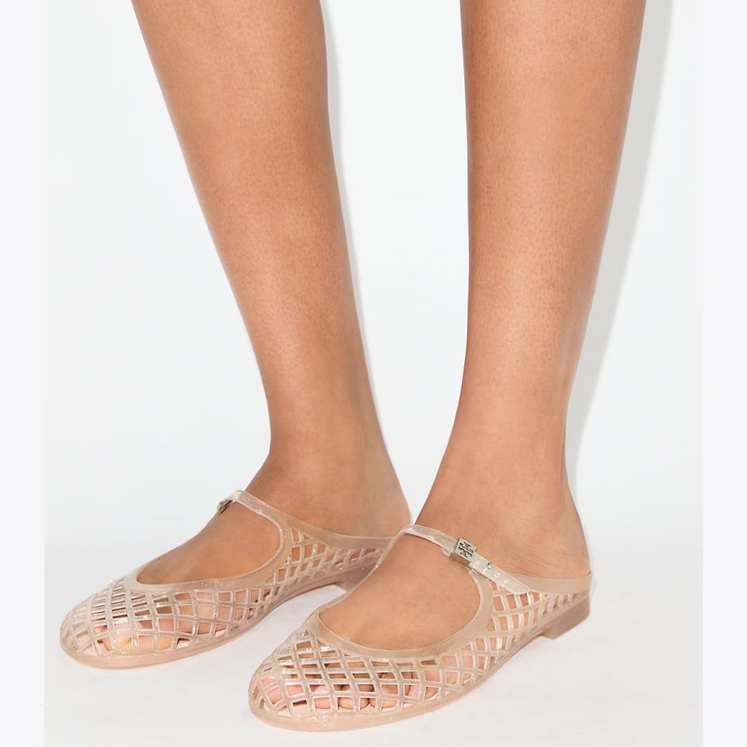 Tory Burch Mellow Mary Jane Jelly SOFT PINK GLITTER / SILVER