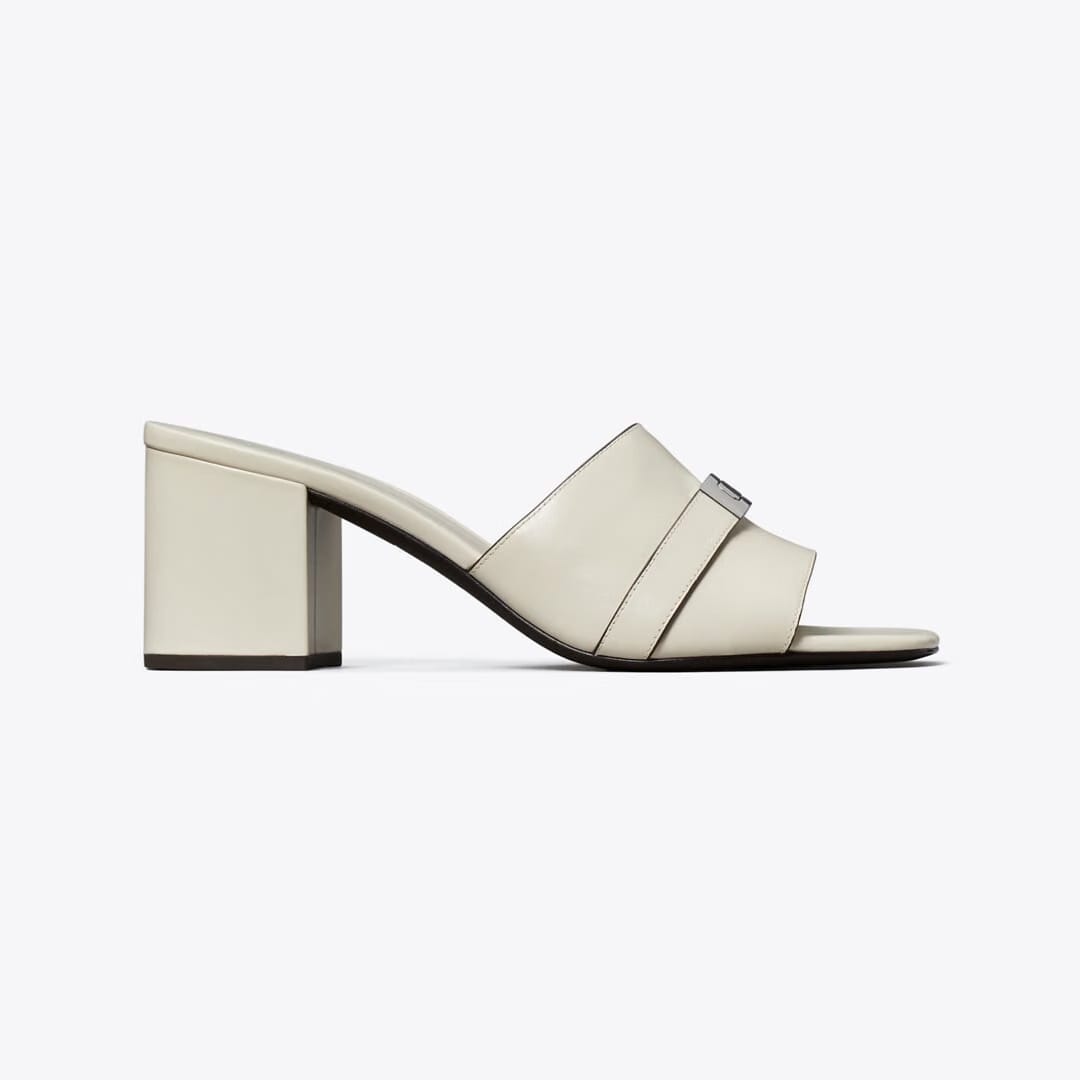 Tory Burch LeeLee Heeled Mule Light Cream
