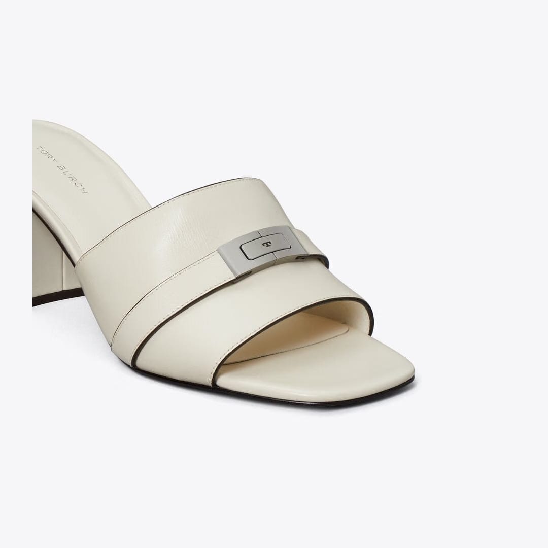 Tory Burch LeeLee Heeled Mule Light Cream