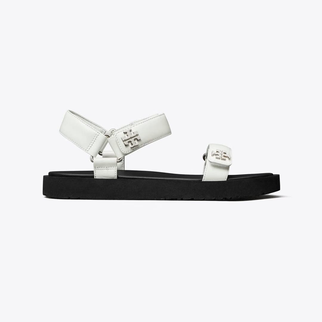 Tory Burch Kira Sport Slim Sandal WHITE / PERFECT BLACK / SILVER