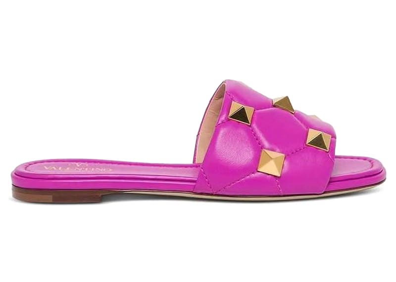 Valentino Roman Stud Flat Sandals Radiant Orchid (Women's)