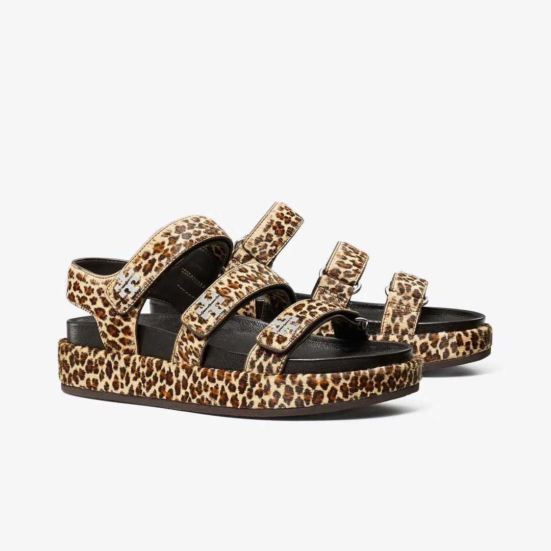 Tory Burch Kira Sport Triple-Strap Sandal LEOPARD MULTI / SILVER