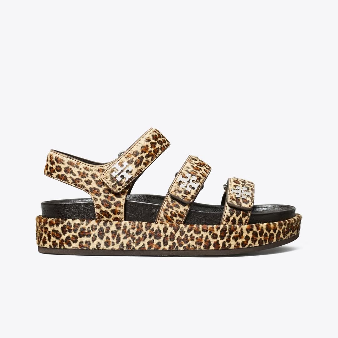 Tory Burch Kira Sport Triple-Strap Sandal LEOPARD MULTI / SILVER