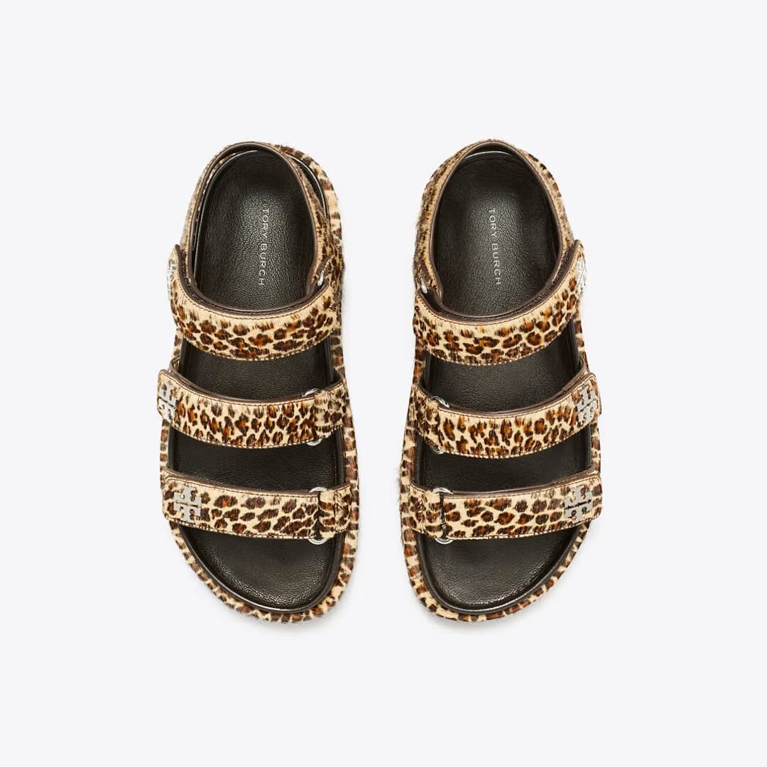 Tory Burch Kira Sport Triple-Strap Sandal LEOPARD MULTI / SILVER