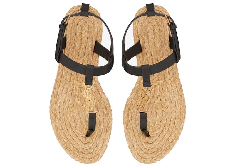 Saint Laurent Cassandra Sandals Black Leather