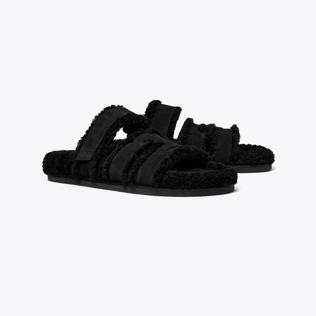 Tory Burch Ines Shearling Sport Slide PERFECT BLACK / BLACK