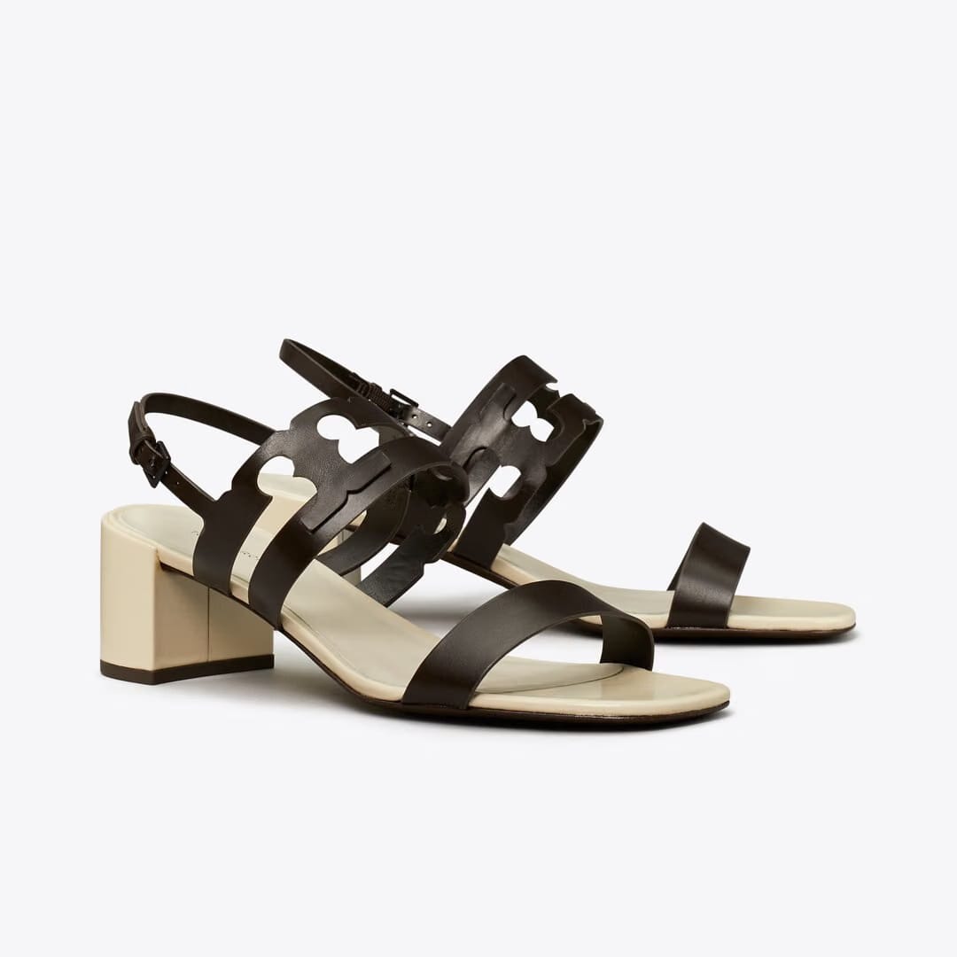 Tory Burch Ines Heeled Sandal COCOA / LIGHT CREAM