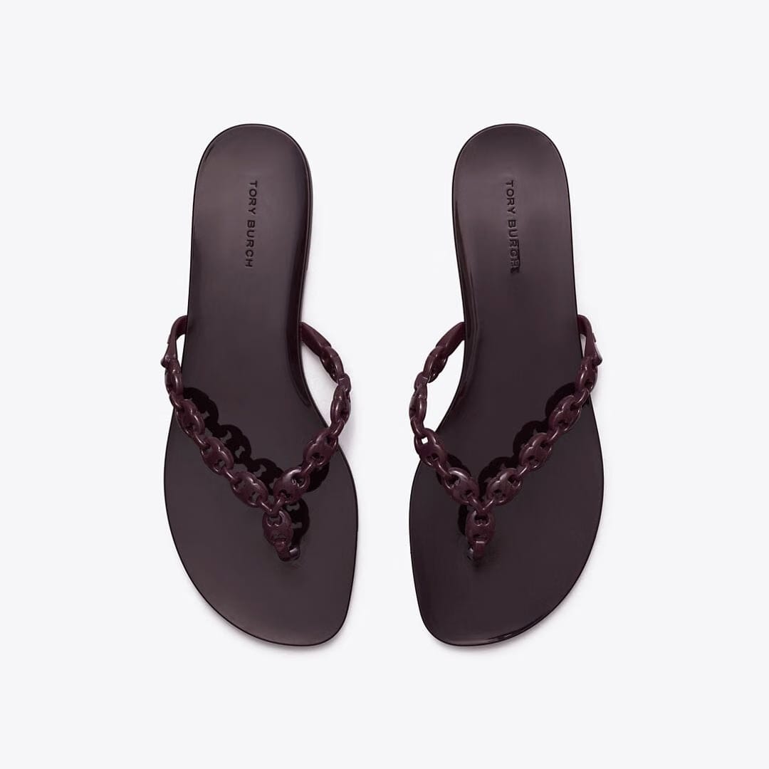 Tory Burch Gemini Link Jelly Flip-Flop DARK CARMINE