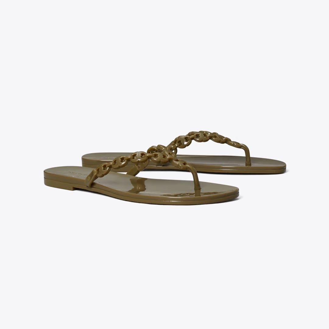 Tory Burch Gemini Link Jelly Flip-Flop MOSS ROCK