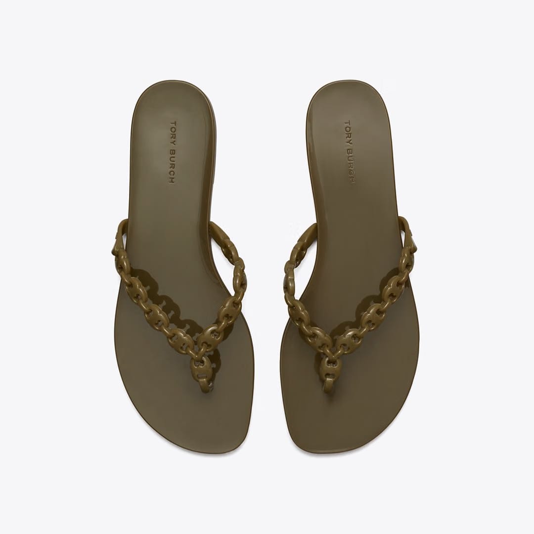 Tory Burch Gemini Link Jelly Flip-Flop MOSS ROCK
