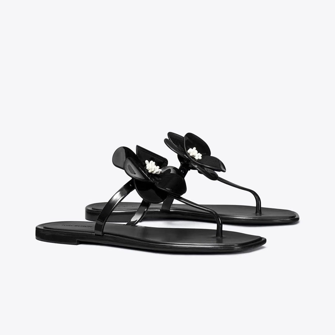 Tory Burch Flower Jelly Sandal PERFECT BLACK