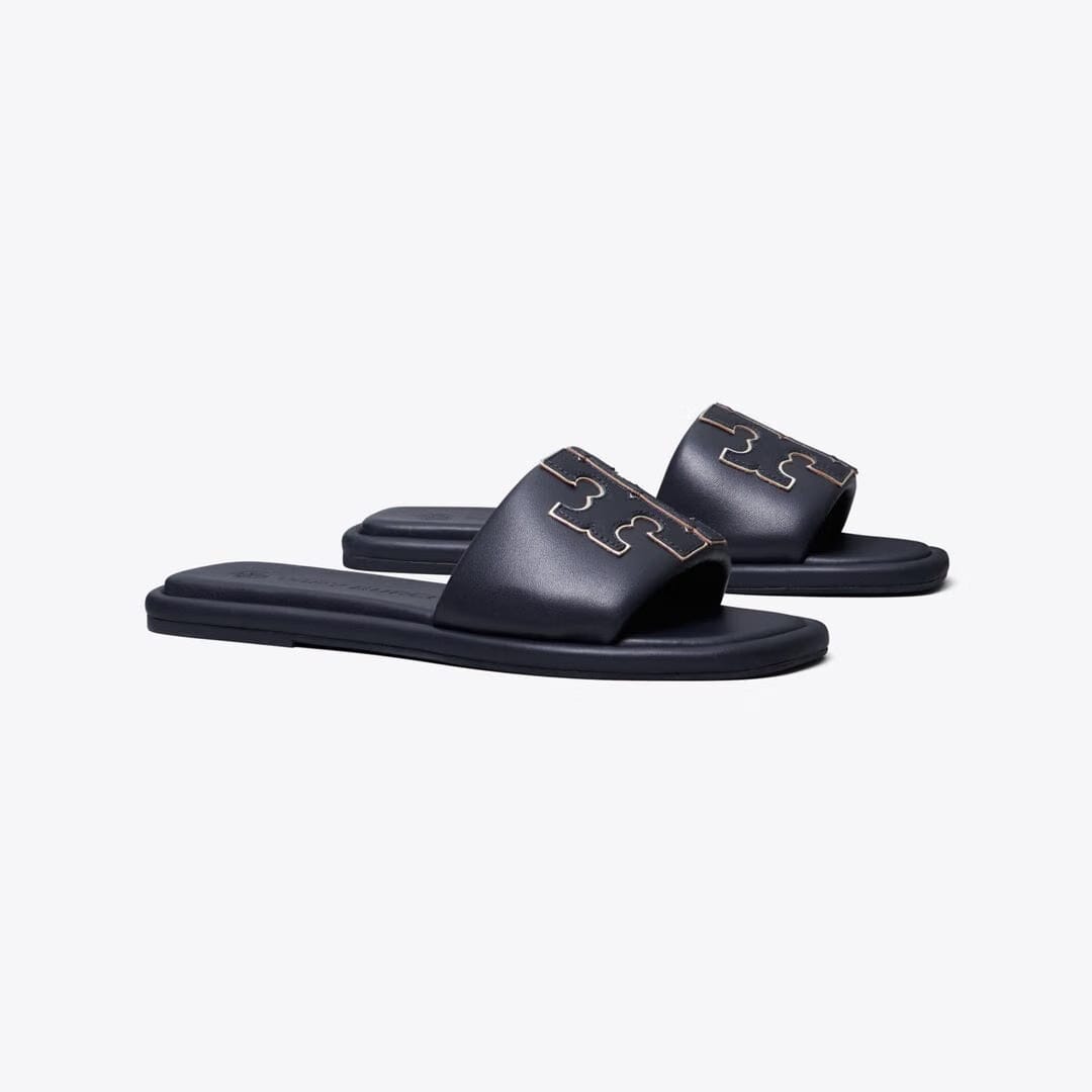 Tory Burch Double T Sport Slide PERFECT NAVY / GOLD