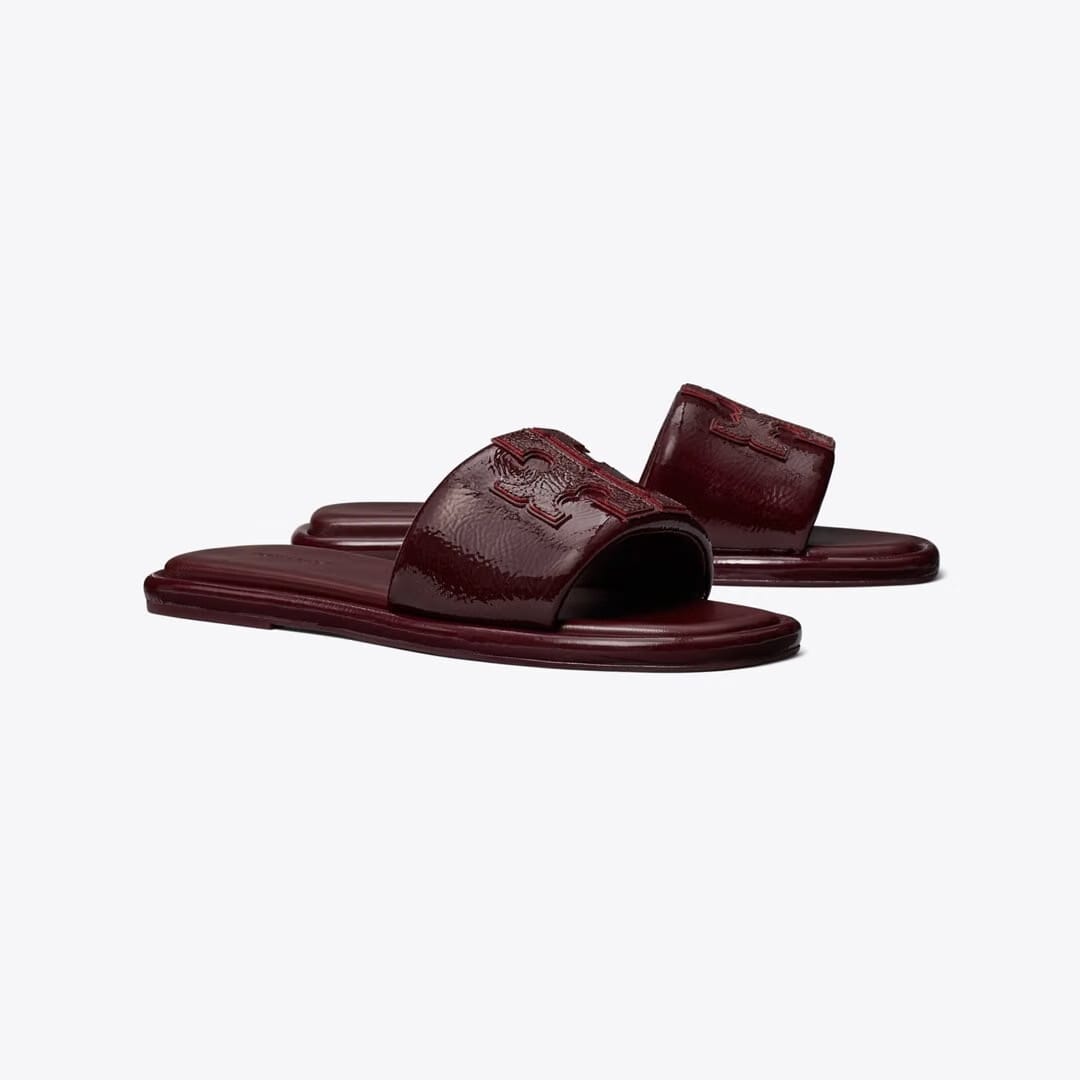 Tory Burch Double T Sport Slide DARK CARMINE