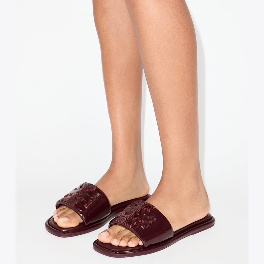 Tory Burch Double T Sport Slide DARK CARMINE