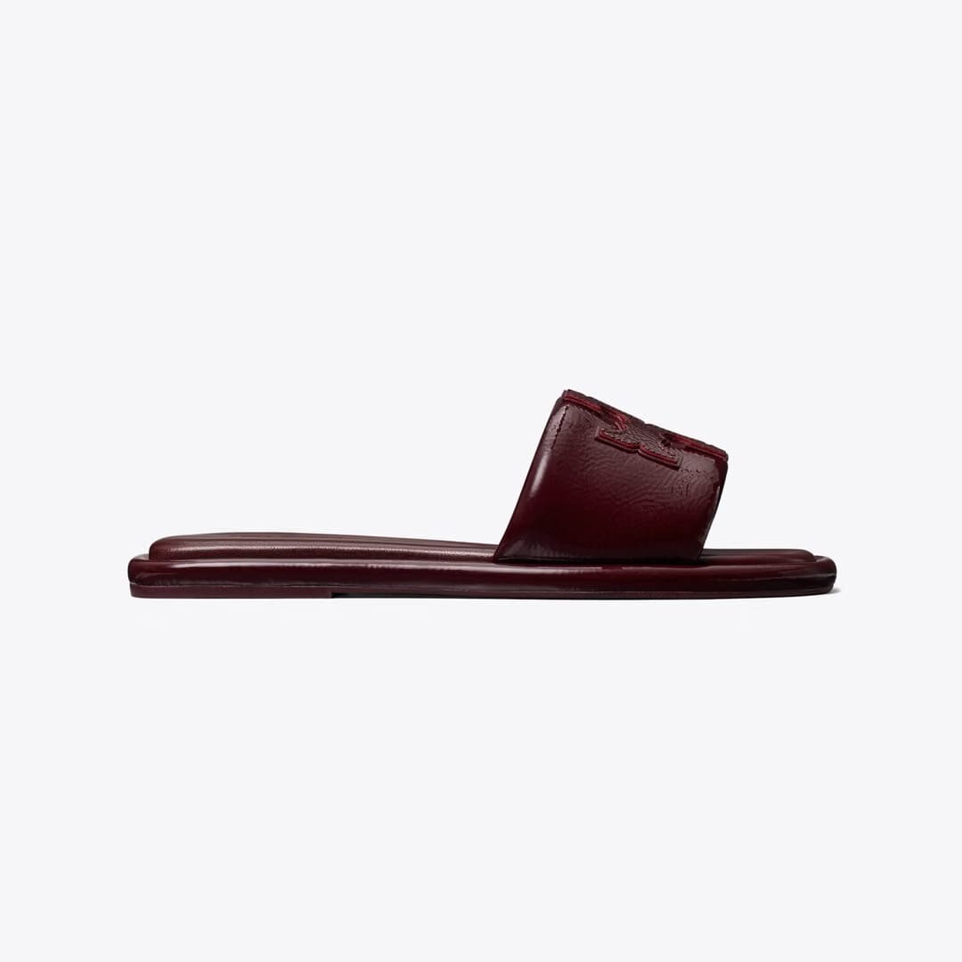 Tory Burch Double T Sport Slide DARK CARMINE