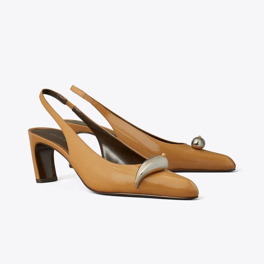 Tory Burch Pierced Slingback Heel CANTUCCI / SILVER