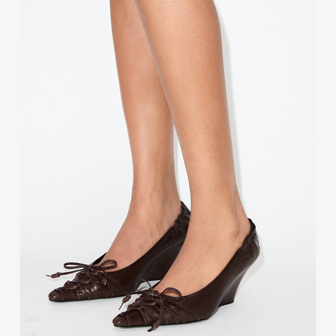 Tory Burch Lace-Up Wedge SEAL BROWN