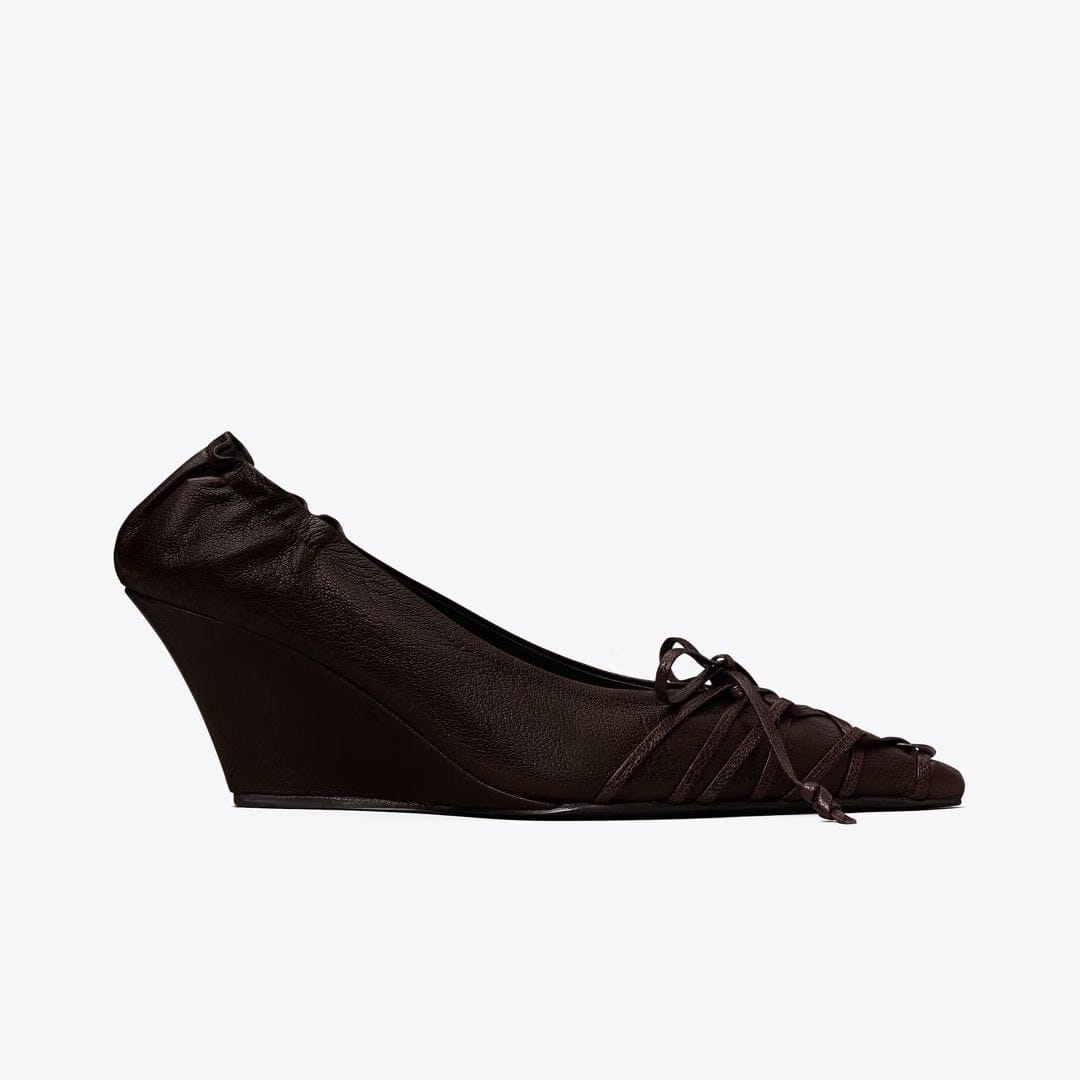 Tory Burch Lace-Up Wedge SEAL BROWN