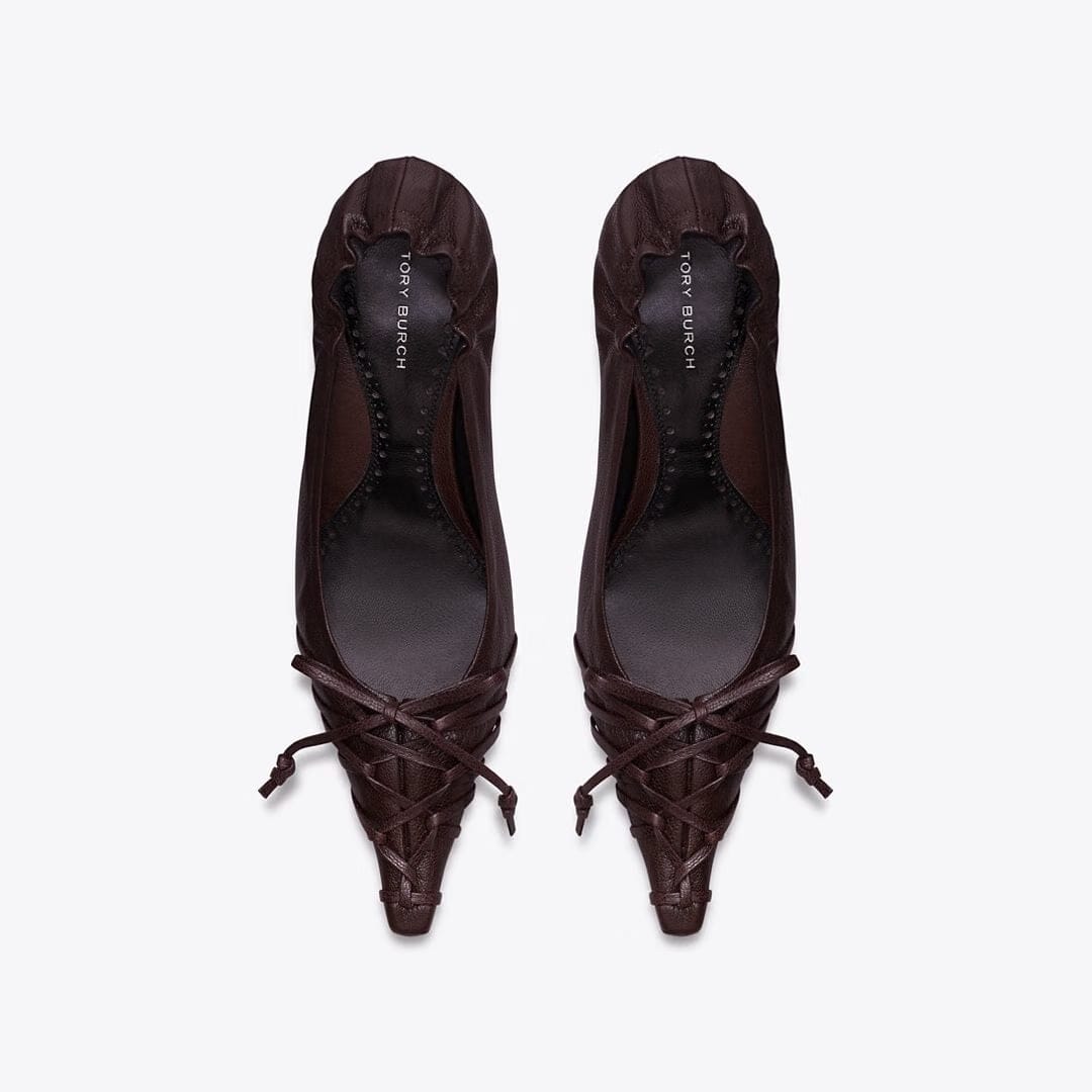 Tory Burch Lace-Up Wedge SEAL BROWN