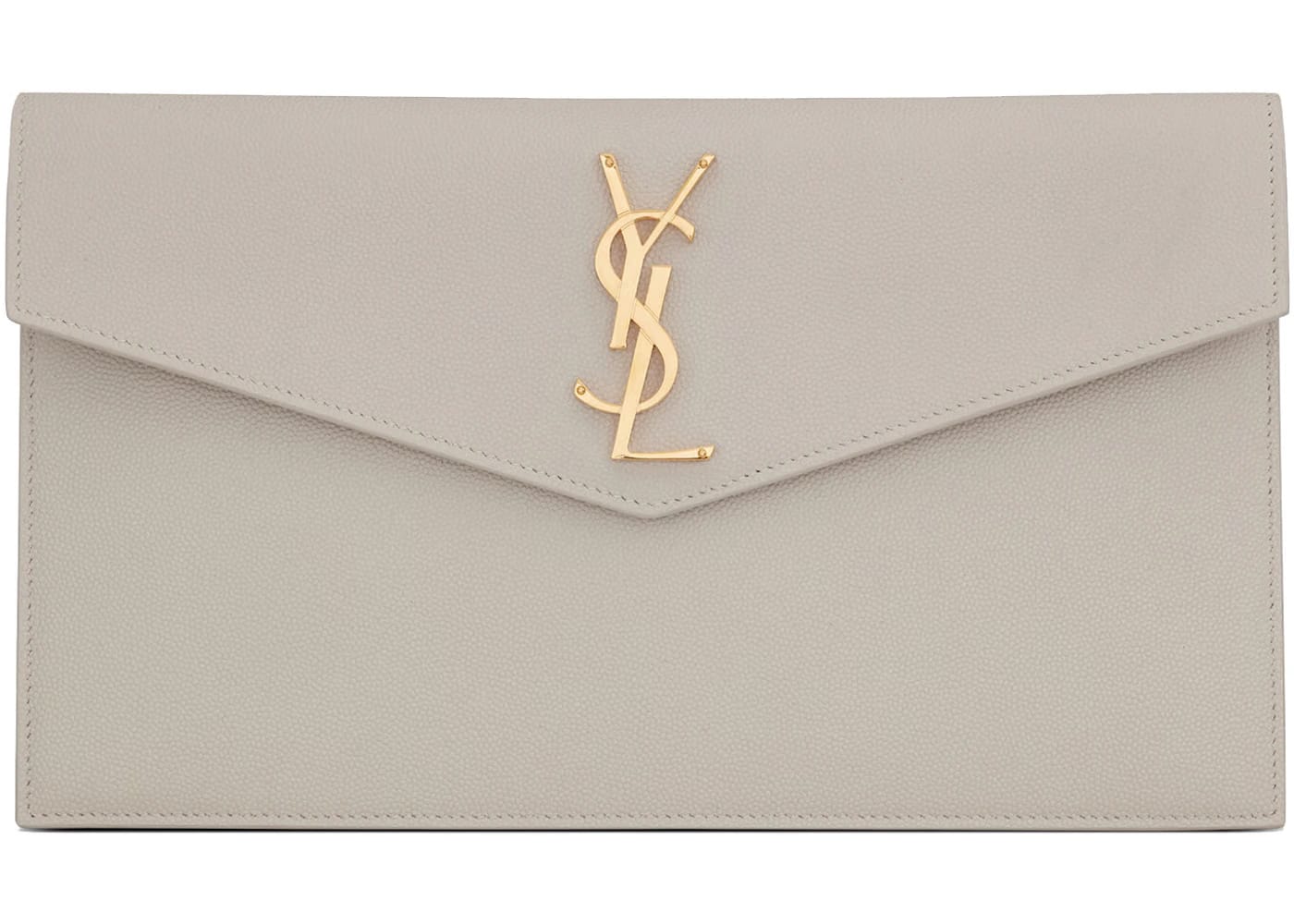 Saint Laurent Uptown Pouch Grain de Poudre Embossed Blanc Vintage