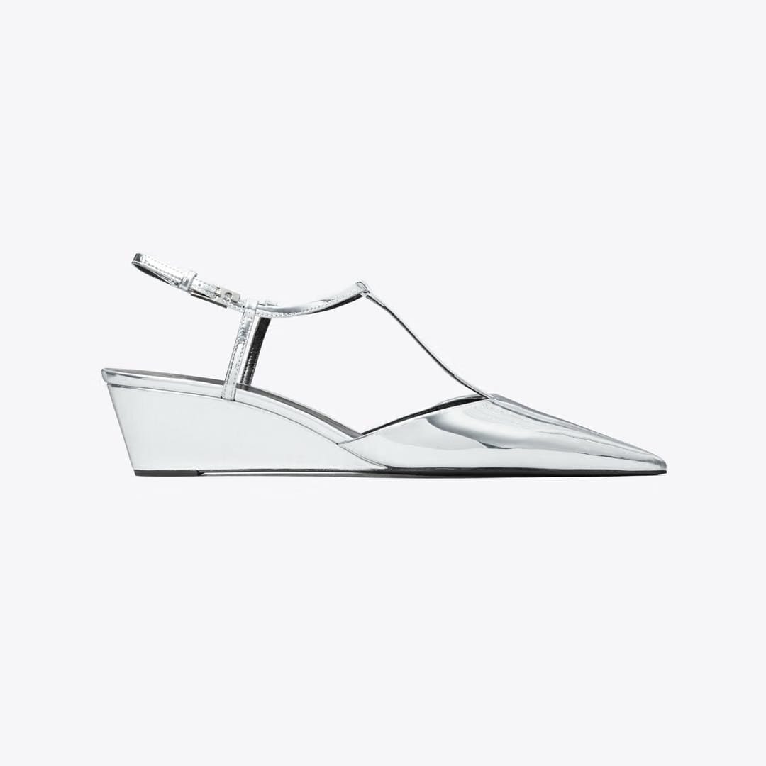 Tory Burch Gigi T-Strap Wedge PLATINUM