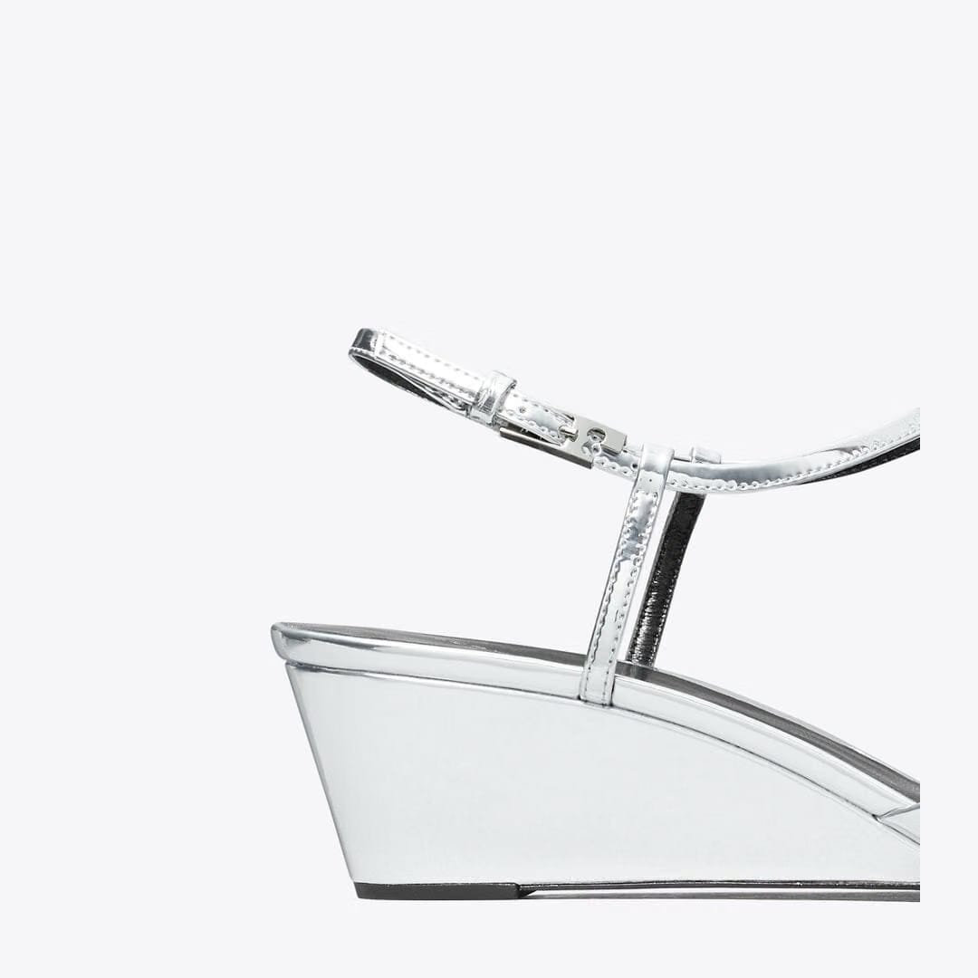 Tory Burch Gigi T-Strap Wedge PLATINUM