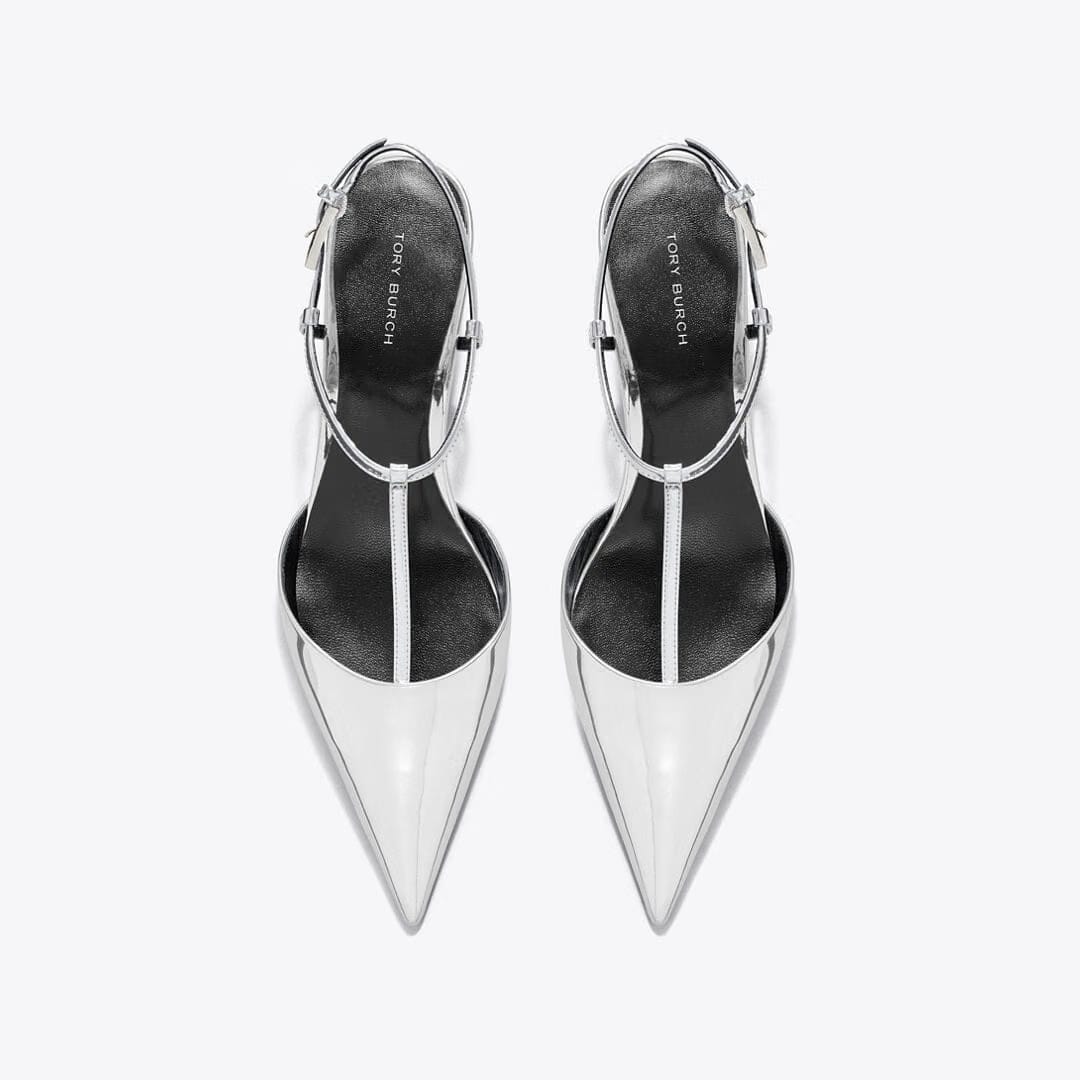 Tory Burch Gigi T-Strap Wedge PLATINUM