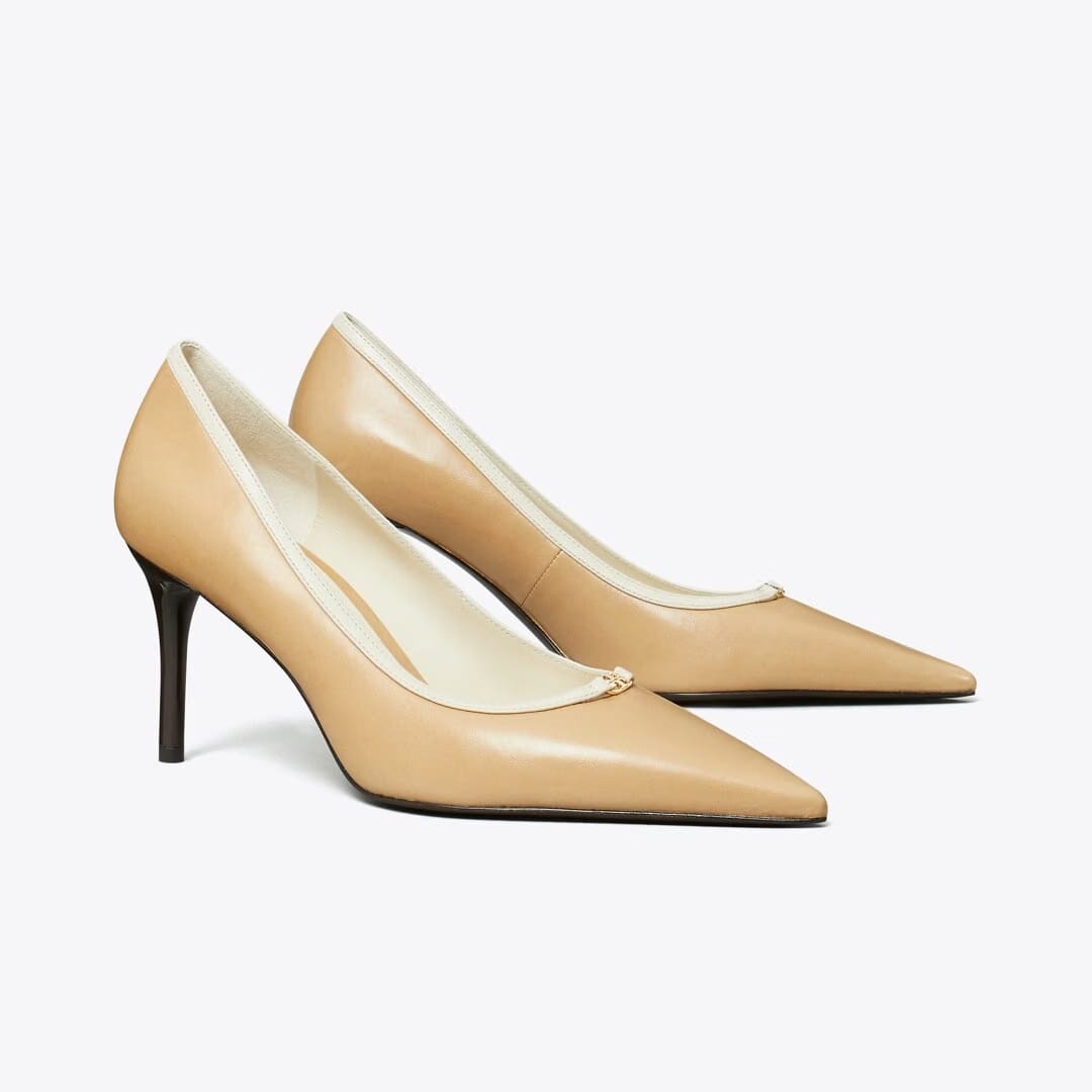 Tory Burch Double T Buckle Pump DESERT MIST / LIGHT CREAM