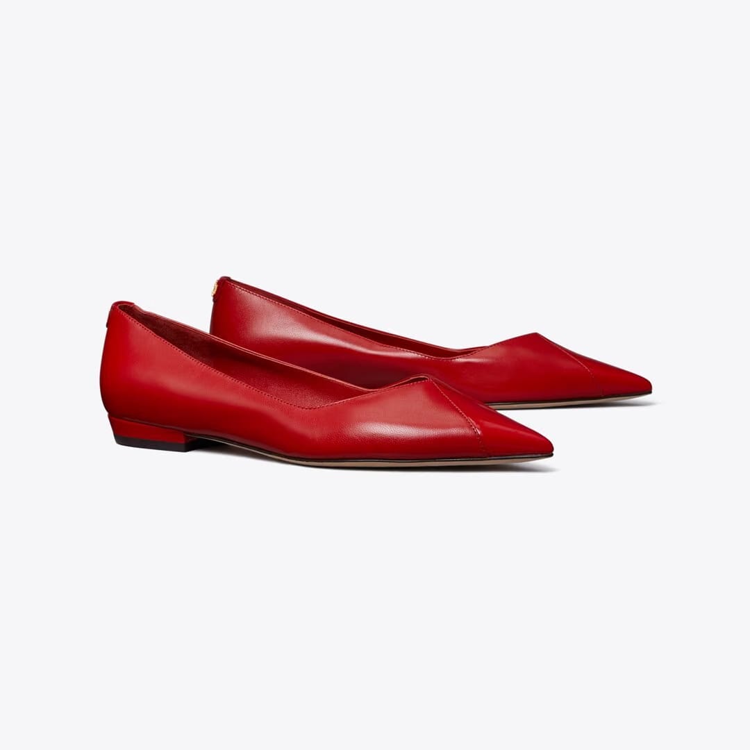 Tory Burch Triangle Pointed Flat TORY RED / TORY RED