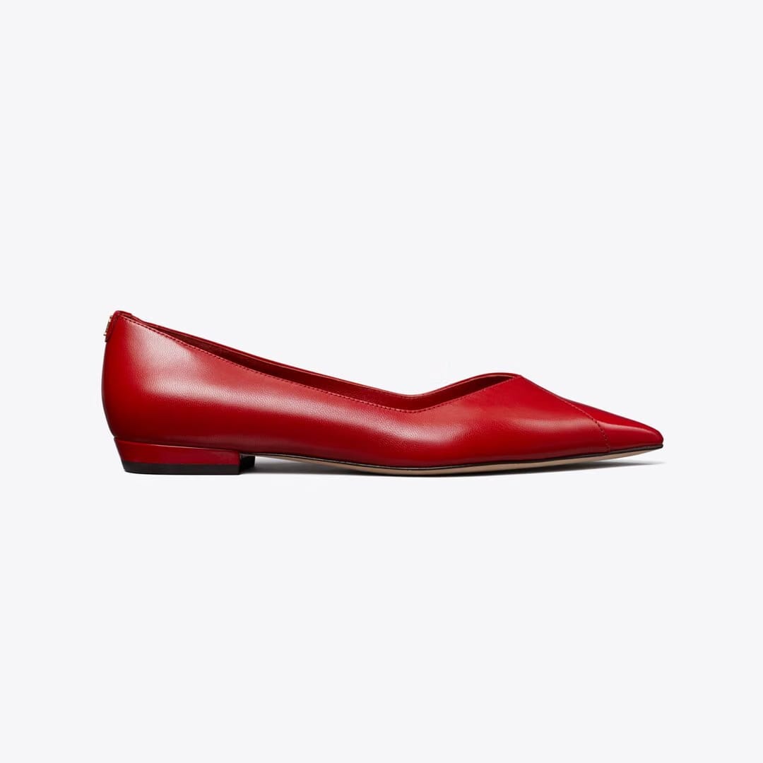 Tory Burch Triangle Pointed Flat TORY RED / TORY RED