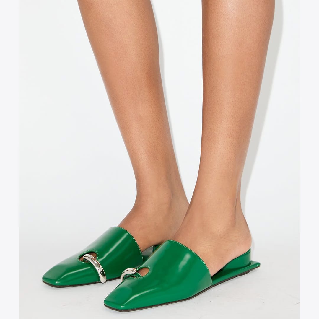 Tory Burch Pierced Mule GRASS / SILVER
