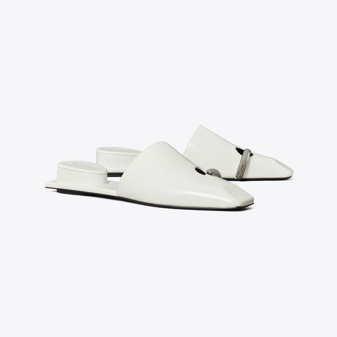 Tory Burch Pierced Mule WHITE / SILVER