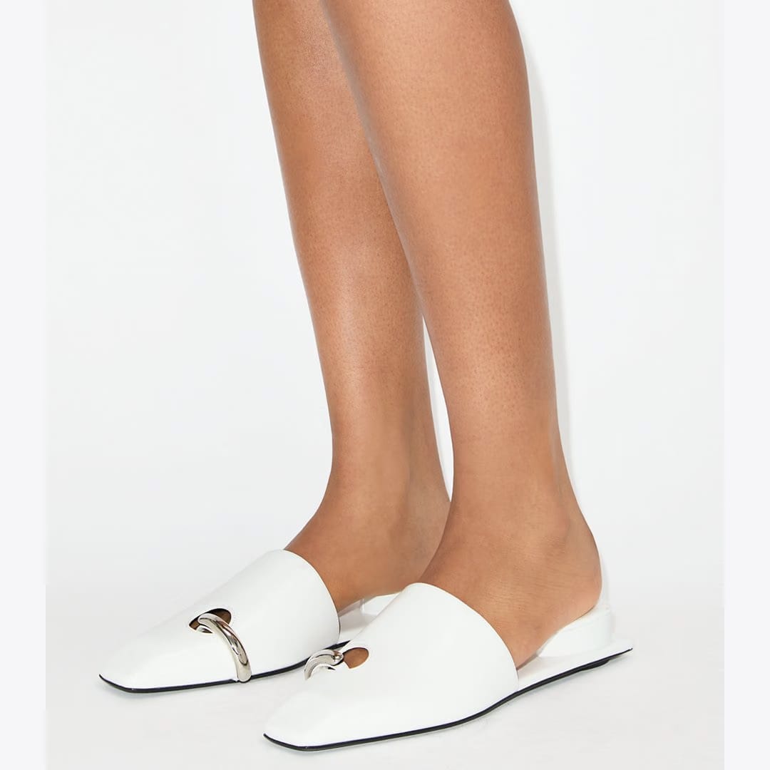 Tory Burch Pierced Mule WHITE / SILVER