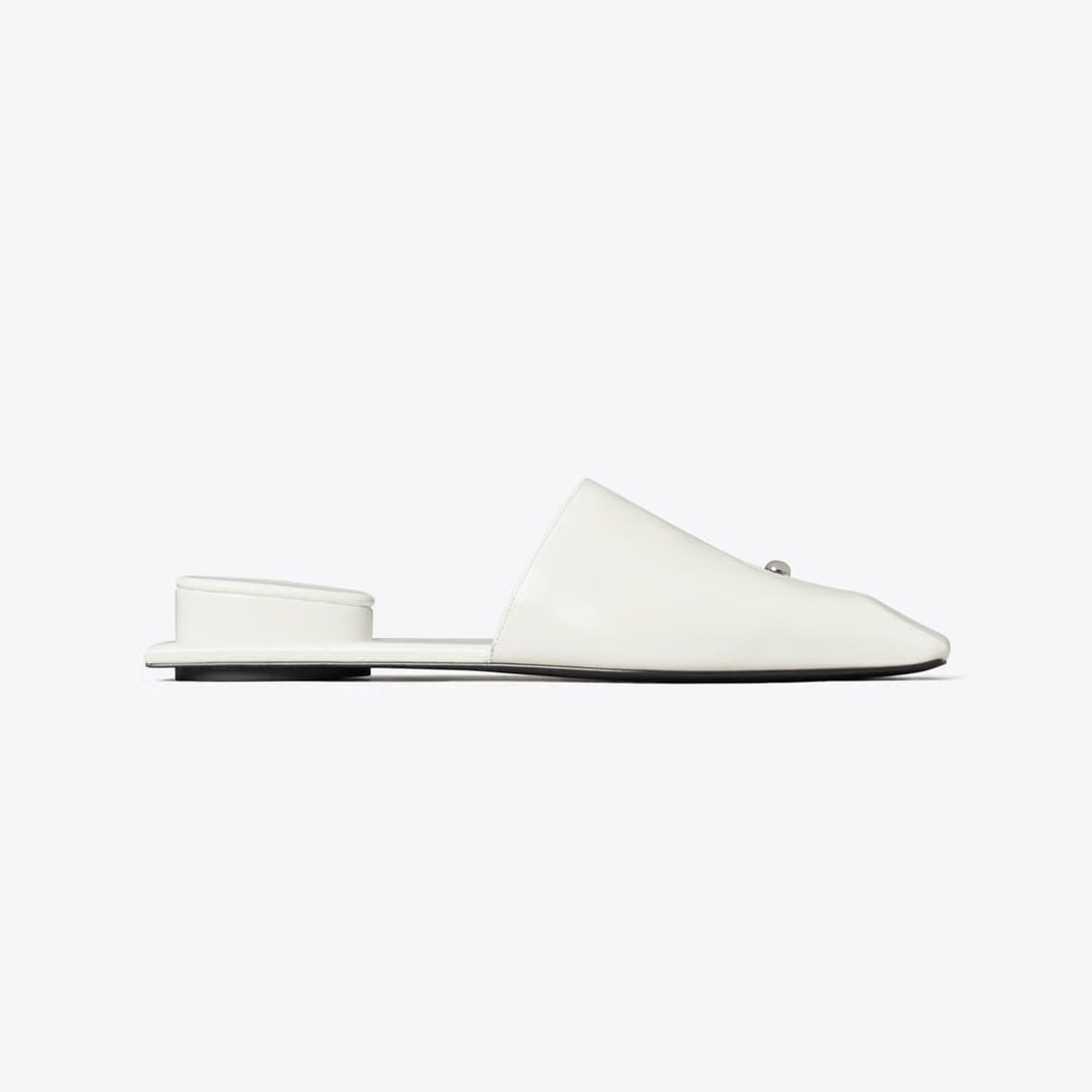 Tory Burch Pierced Mule WHITE / SILVER