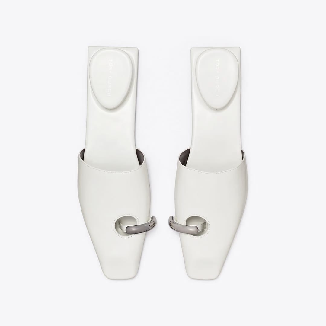 Tory Burch Pierced Mule WHITE / SILVER