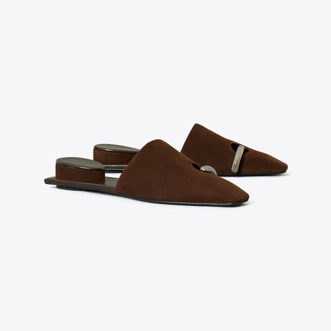 Tory Burch Pierced Mule DARK COCOA / SILVER