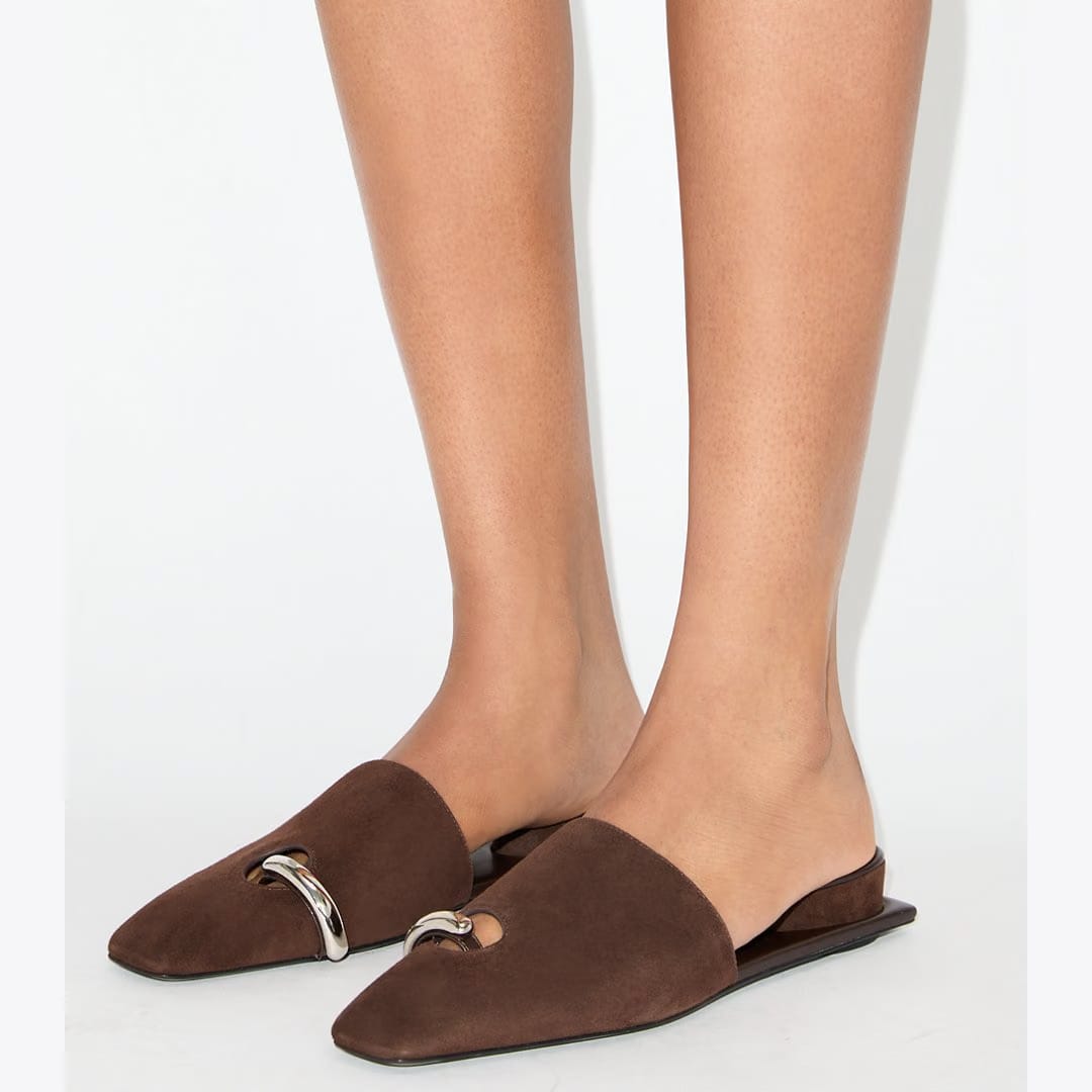 Tory Burch Pierced Mule DARK COCOA / SILVER
